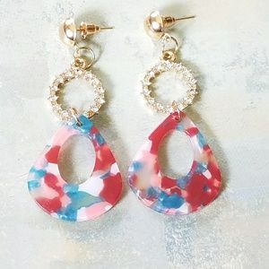 2 inch dangle earrings multi color acrylic charm